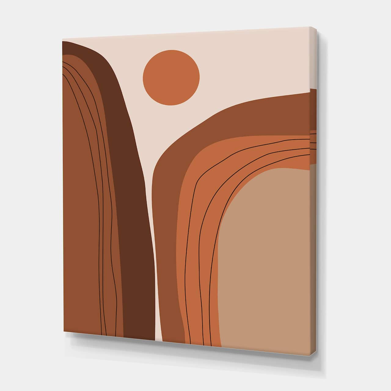 Designart - Abstract Terracotta Sunset Mountain Landscape - Modern Canvas Wall Art Print